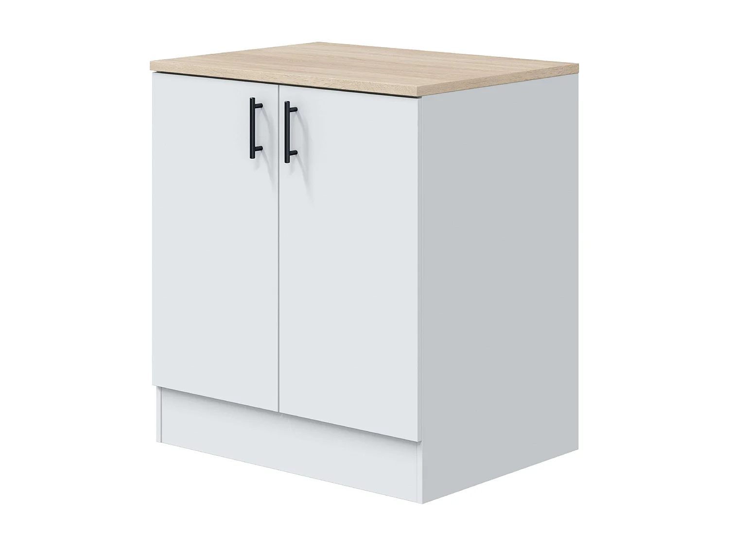 Módulo Inf. Kira Cocina Fregadero Blanco Brillo Roble 2 Puertas 80x90x60 cm