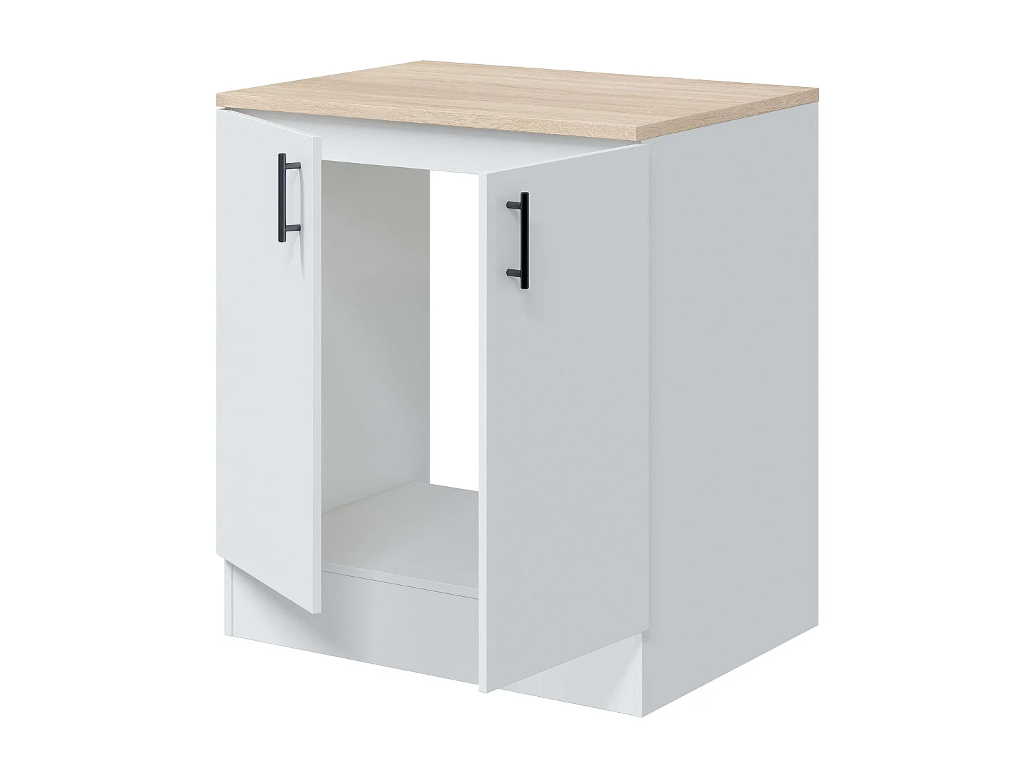 Módulo Inf. Kira Cocina Fregadero Blanco Brillo Roble 2 Puertas 80x90x60 cm