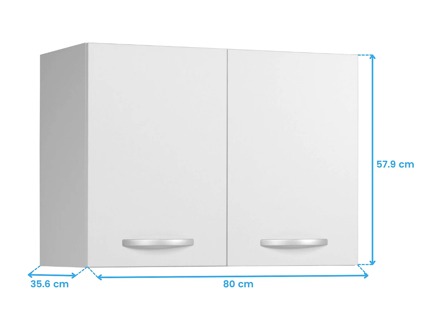 Meuble de cuisine 80 cm EKO 2 portes blanc mat rangement moderne