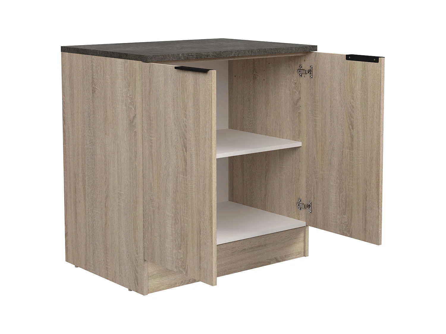 Módulo cocina Arko bajo fregadero, 2 puertas 1 estante roble y negro