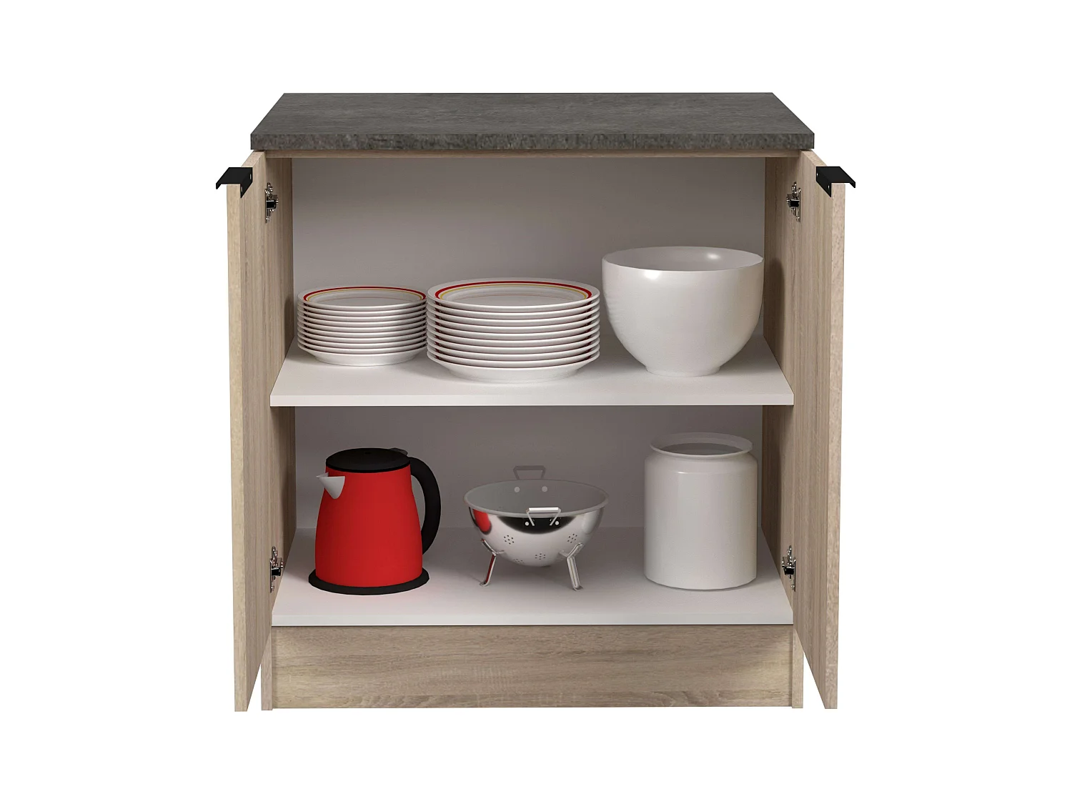 Módulo cocina Arko bajo fregadero, 2 puertas 1 estante roble y negro