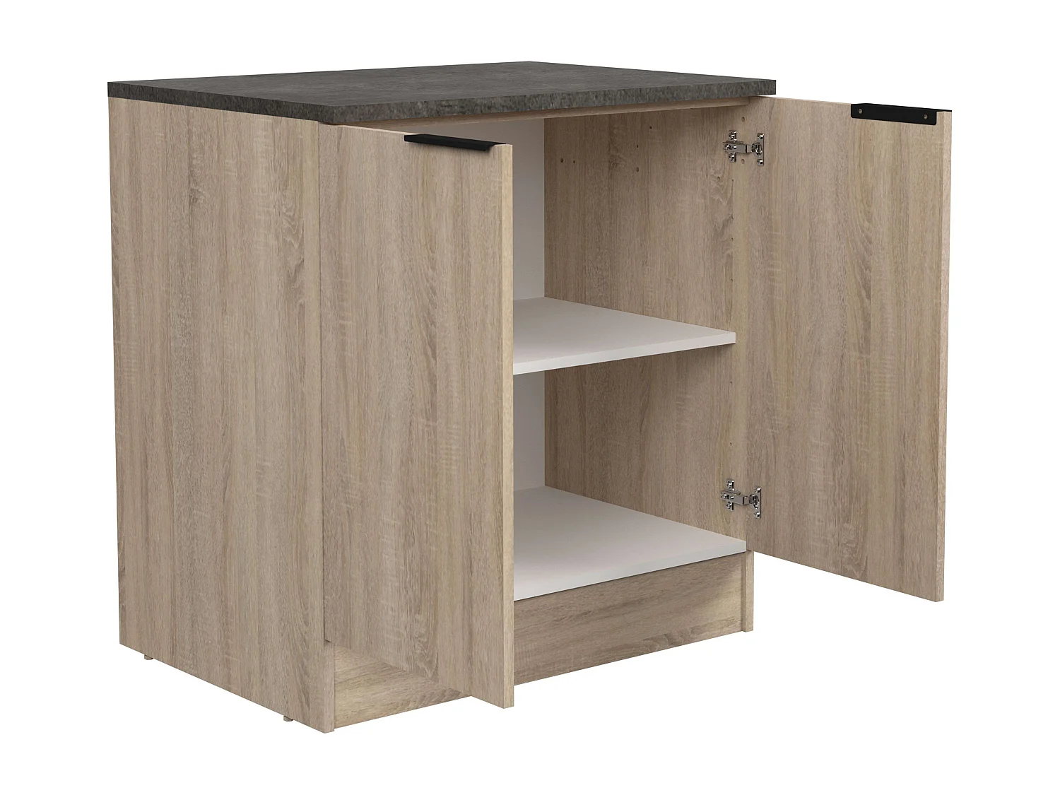 Módulo cocina Arko bajo fregadero, 2 puertas 1 estante roble y negro