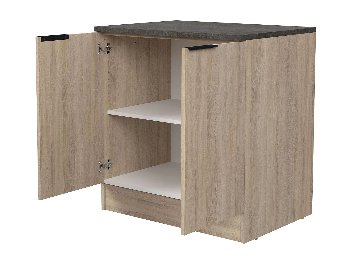 Módulo cocina Arko bajo fregadero, 2 puertas 1 estante roble y negro