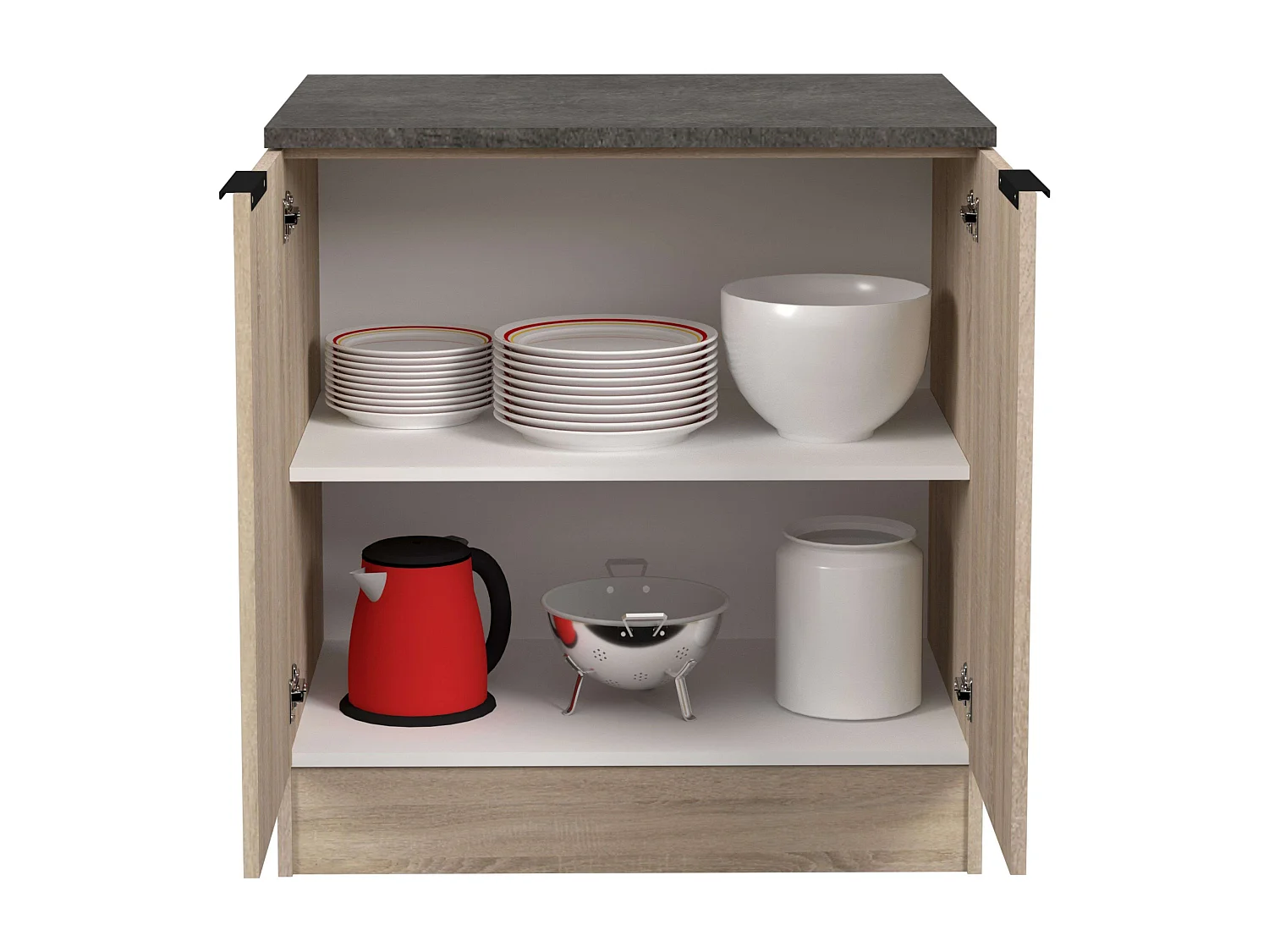 Módulo cocina Arko bajo fregadero, 2 puertas 1 estante roble y negro