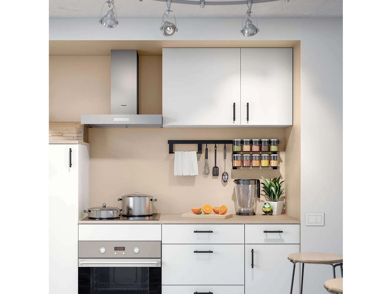 Module supérieur de cuisine Kira blanc brillant 1 porte 1 étagère 60 x 59 x 34 cm