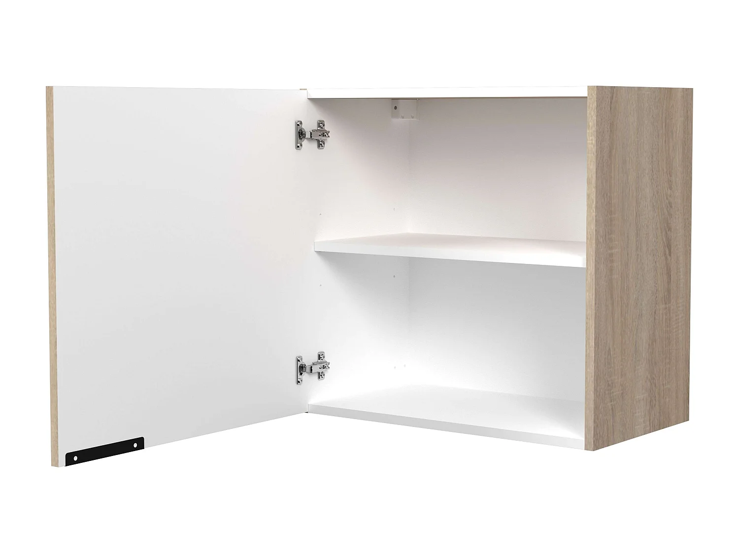Module supérieur de cuisine Arko, bois clair/noir, 1 porte en mélaminé, 60x57,9x35,6 cm