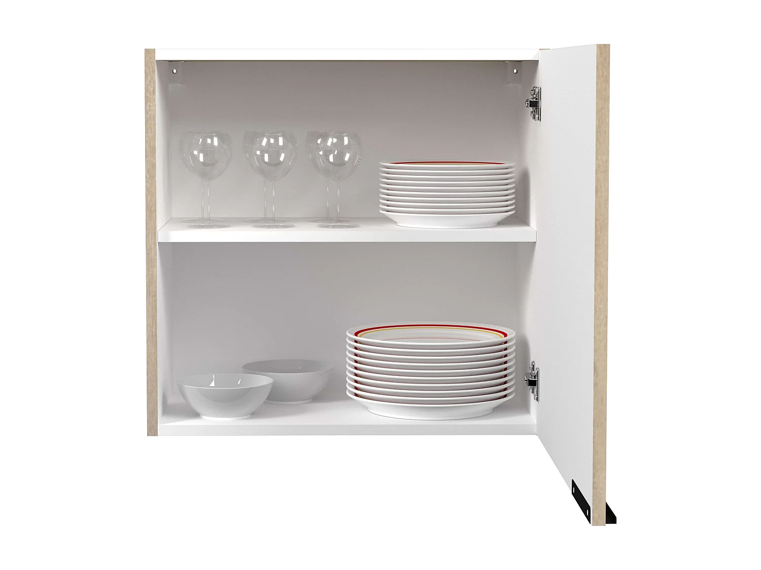 Module supérieur de cuisine Arko, bois clair/noir, 1 porte en mélaminé, 60x57,9x35,6 cm