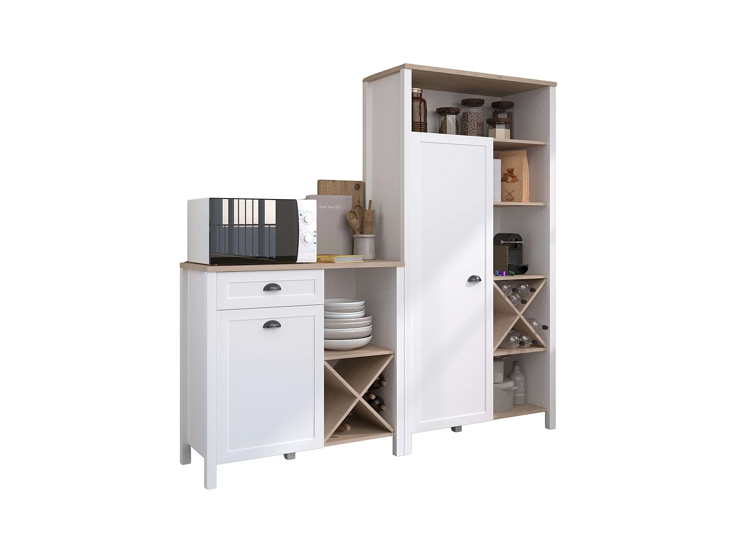 Pack de Buffets Cocina Coper Blanco y Roble