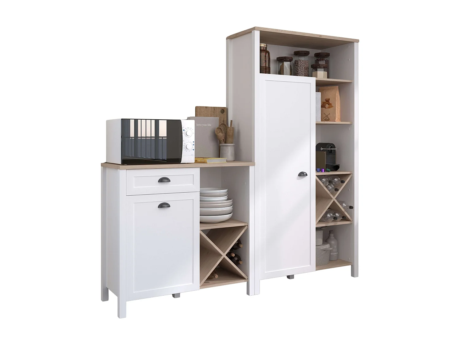 Pack de Buffets Cocina Coper Blanco y Roble