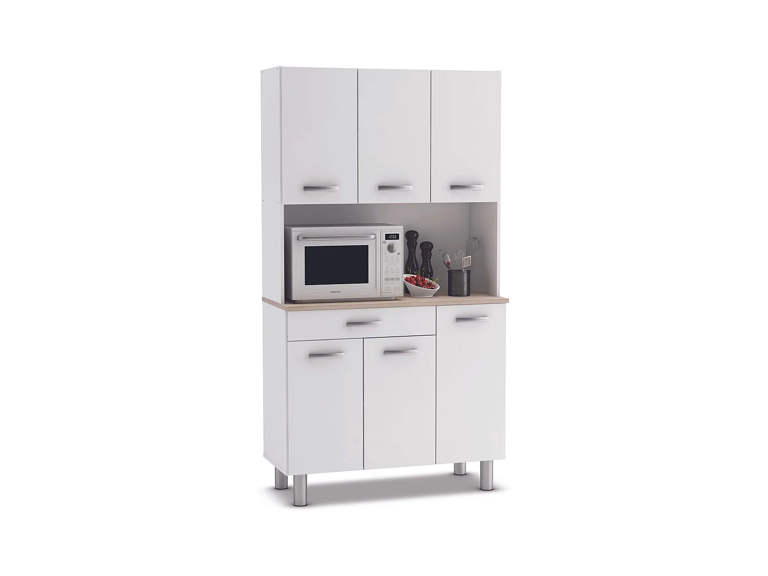Buffet de cuisine 6 portes Chêne blanc Acacia/Kronberg 101x185 cm