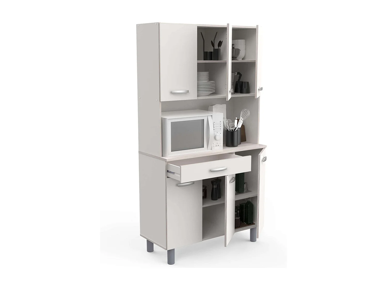 Armario Buffet Cocina 6 Puertas Blanco Roble Acacia/Kronberg 101x185 cm