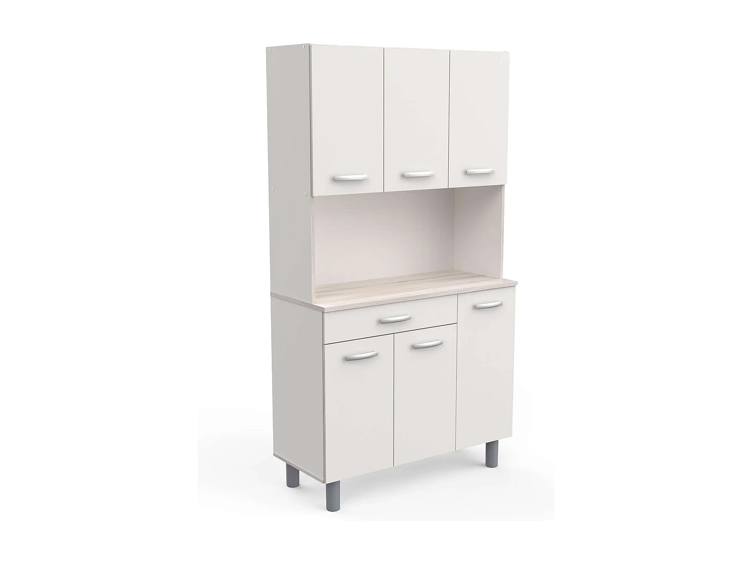 Armario Buffet Cocina 6 Puertas Blanco Roble Acacia/Kronberg 101x185 cm