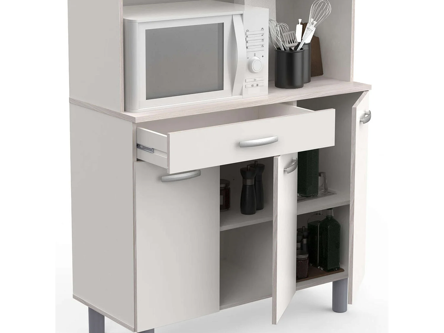 Armario Buffet Cocina 6 Puertas Blanco Roble Acacia/Kronberg 101x185 cm