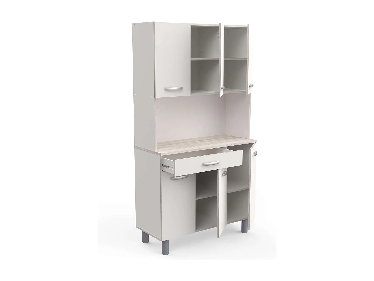 Armario Buffet Cocina 6 Puertas Blanco Roble Acacia/Kronberg 101x185 cm