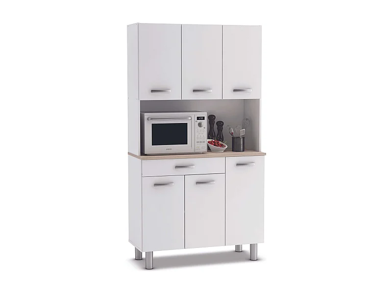 Armario Buffet Cocina 6 Puertas Blanco Roble Acacia/Kronberg 101x185 cm