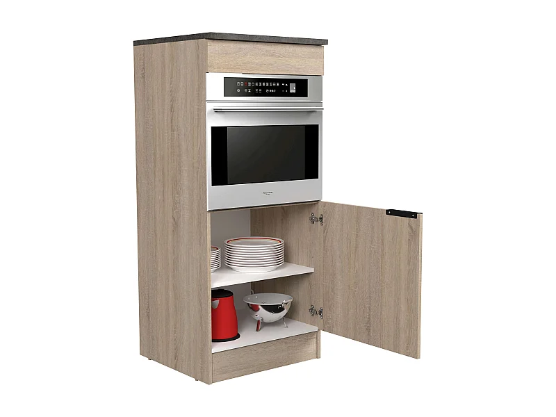 Módulo columna horno Arko cocina 1 puerta estante roble/negro 60x60x141 cm