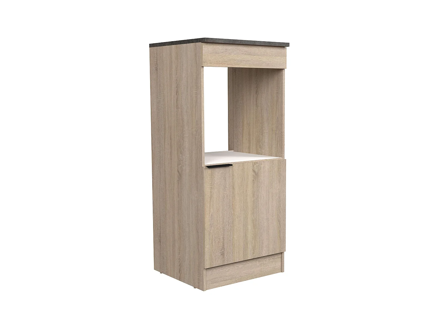 Module colonne de four de cuisine Arko avec 1 porte, étagère chêne/noir, 60x60x141 cm