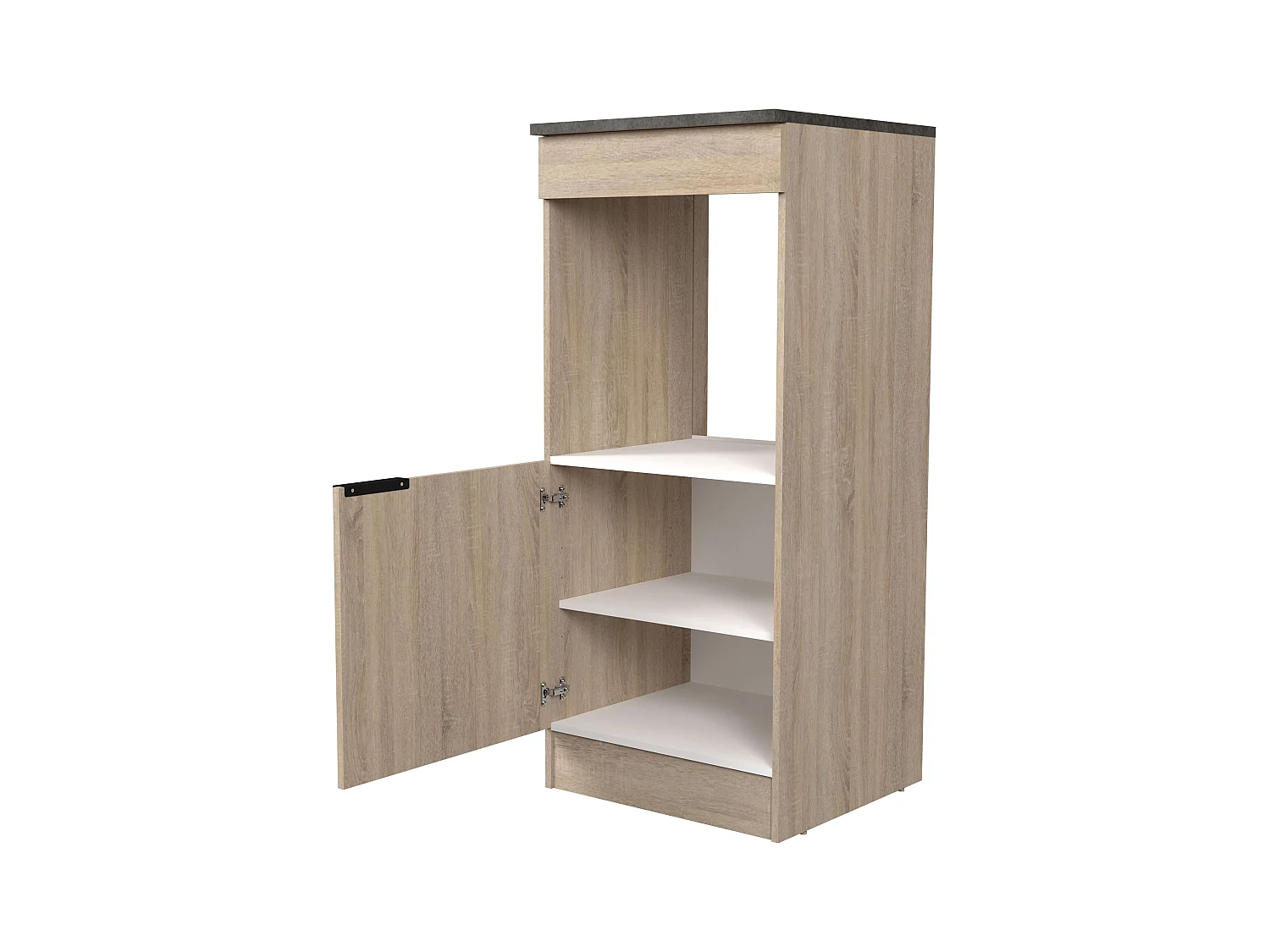 Module colonne de four de cuisine Arko avec 1 porte, étagère chêne/noir, 60x60x141 cm