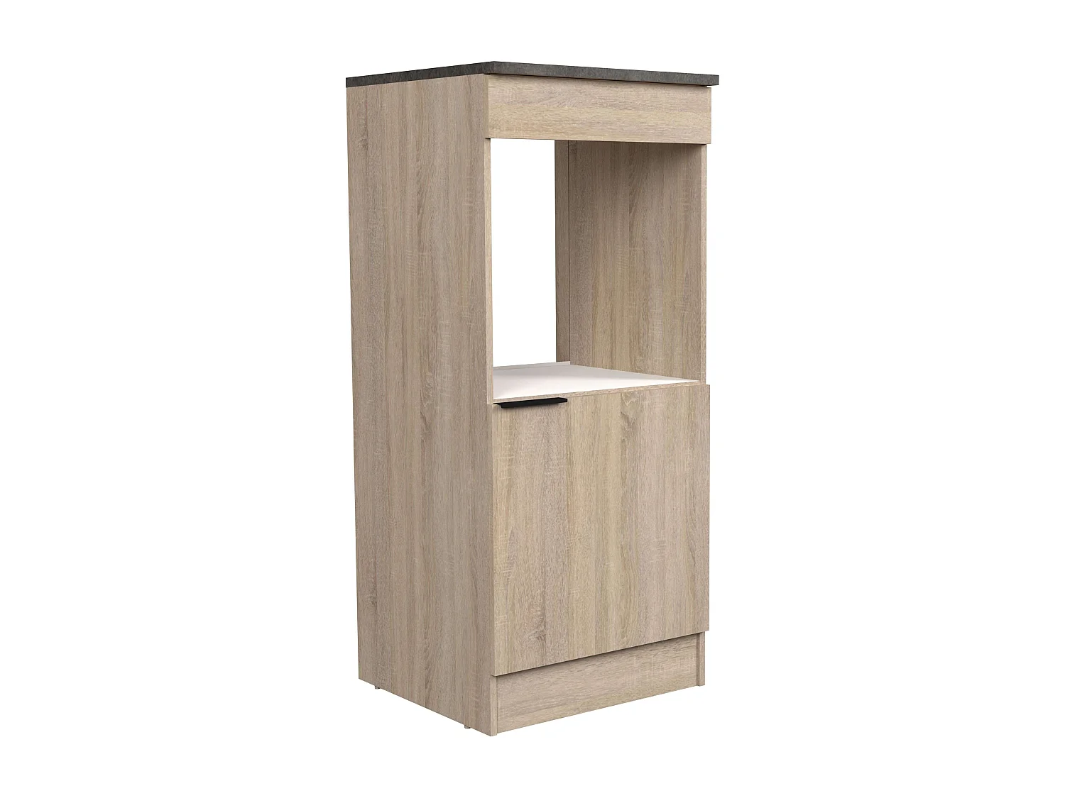 Module colonne de four de cuisine Arko avec 1 porte, étagère chêne/noir, 60x60x141 cm