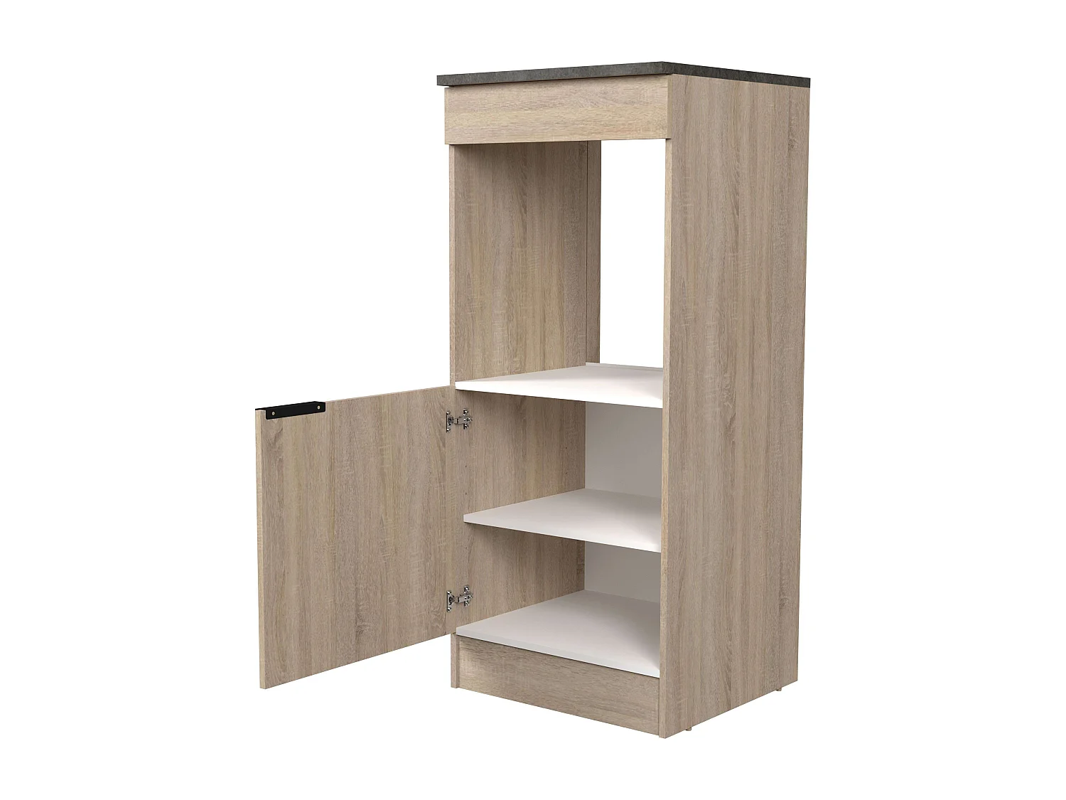 Module colonne de four de cuisine Arko avec 1 porte, étagère chêne/noir, 60x60x141 cm