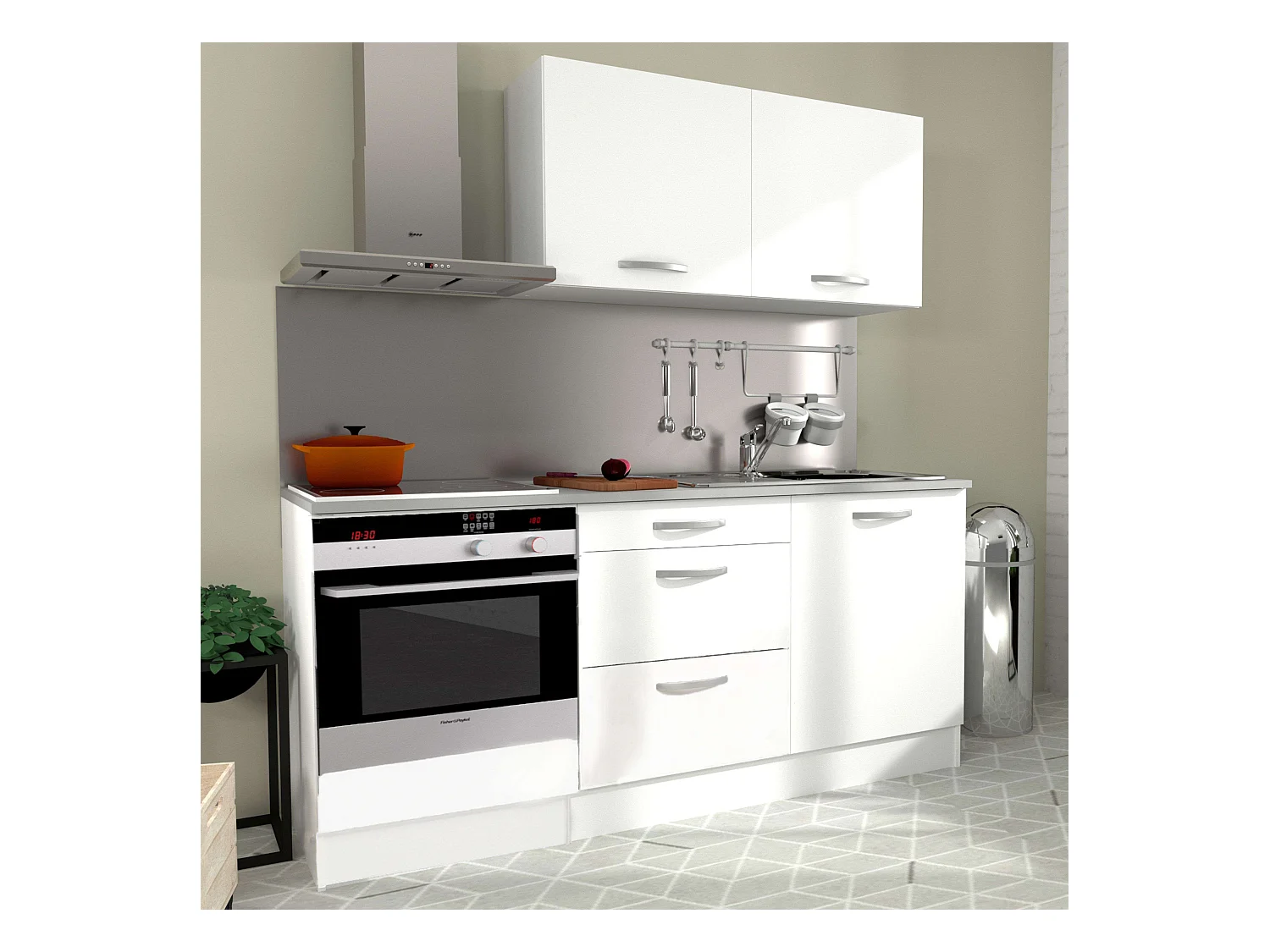 Meuble de cuisine EKO 60 cm blanc mat avec rangement moderne