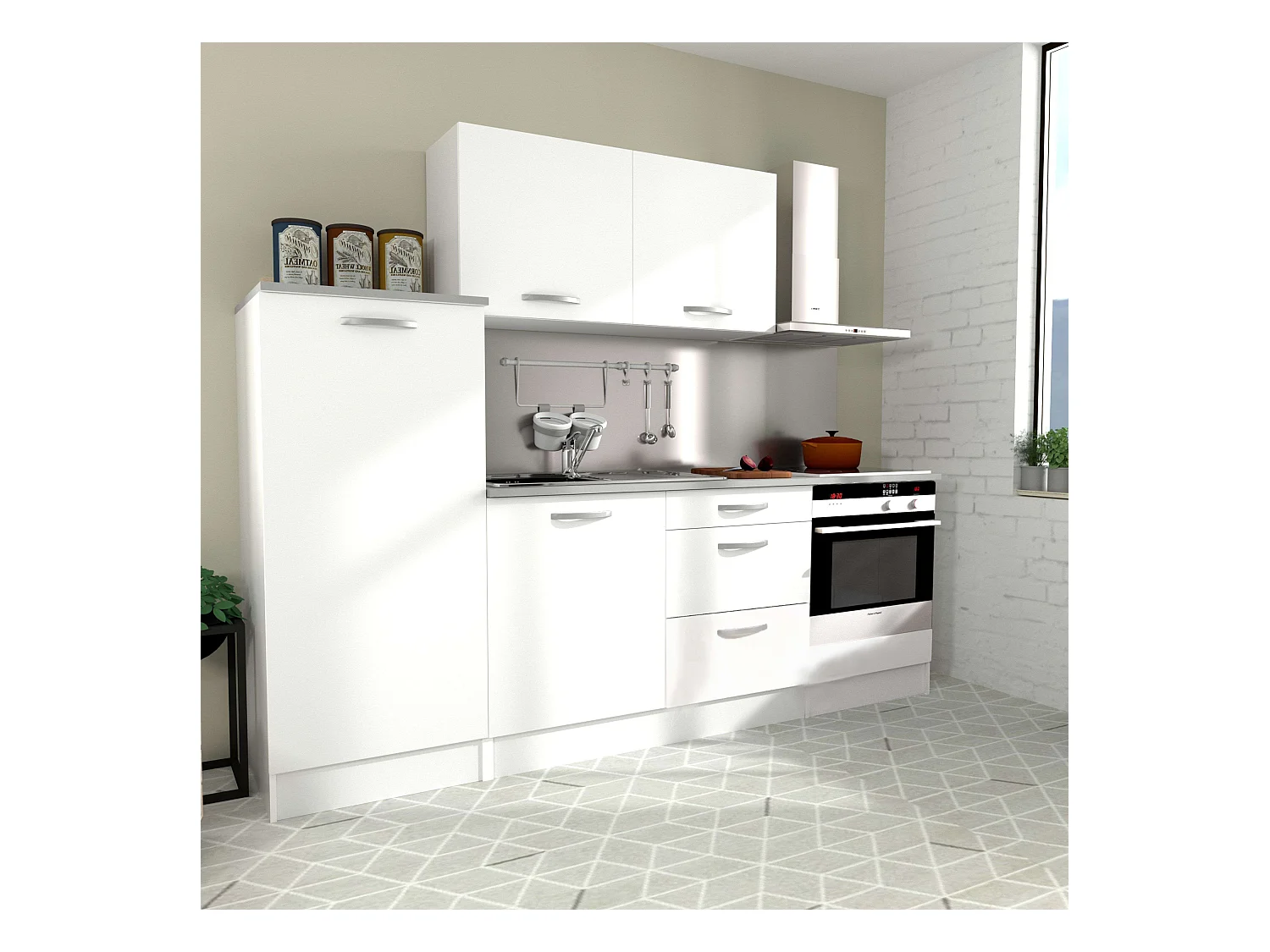 Meuble de cuisine EKO 60 cm blanc mat avec rangement moderne