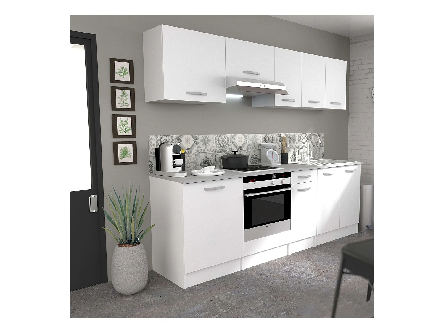 Meuble de cuisine EKO 60 cm blanc mat avec rangement moderne