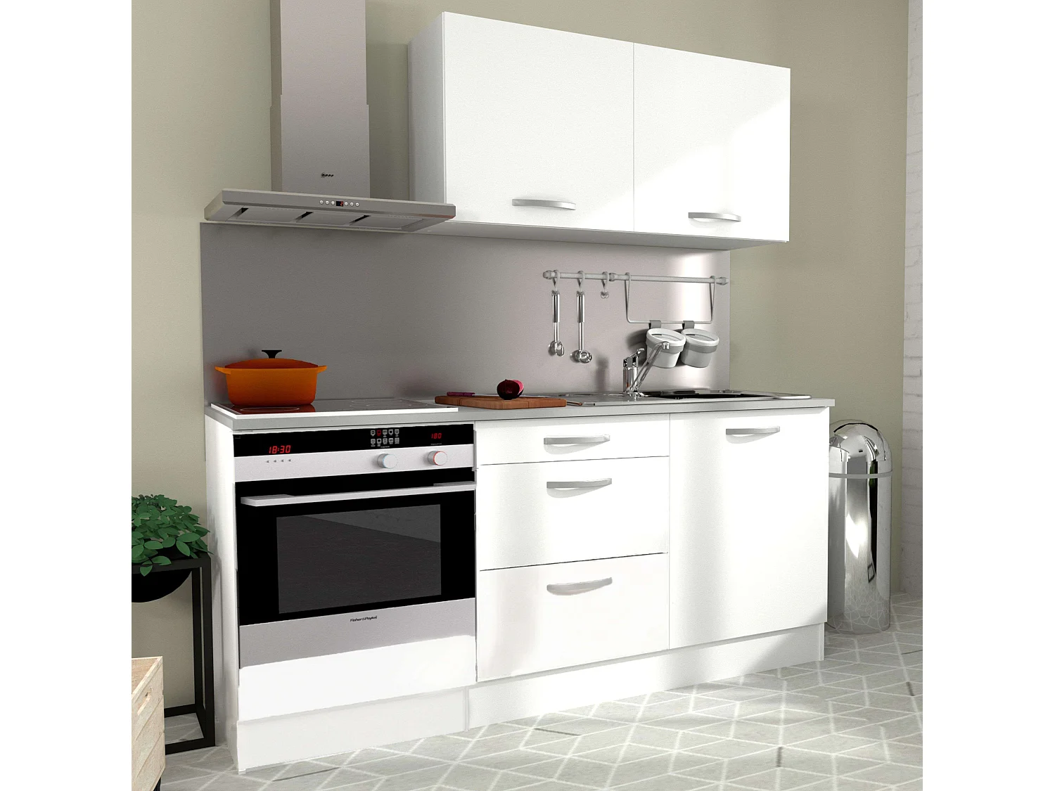 Meuble de cuisine EKO 60 cm blanc mat avec rangement moderne