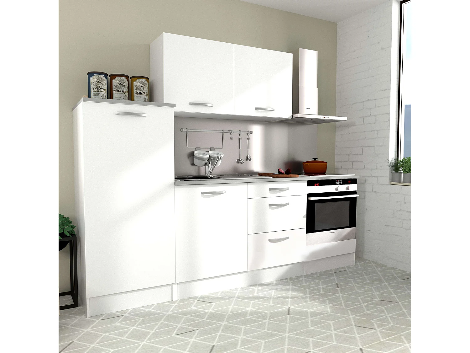 Meuble de cuisine EKO 60 cm blanc mat avec rangement moderne