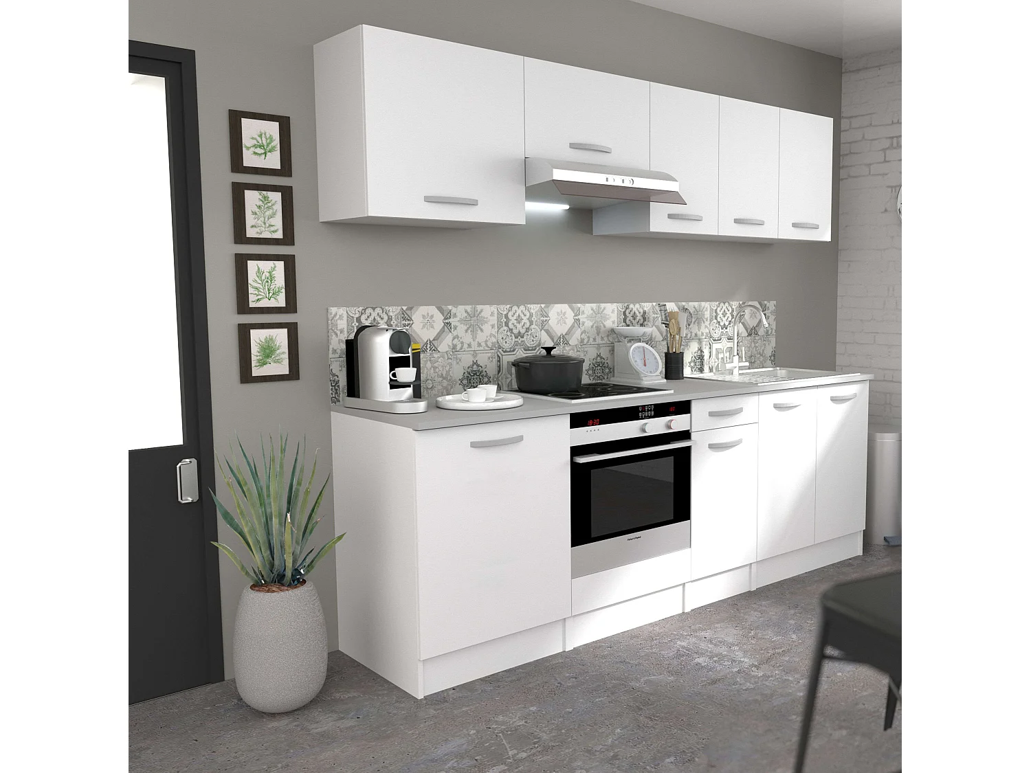 Meuble de cuisine EKO 60 cm blanc mat avec rangement moderne