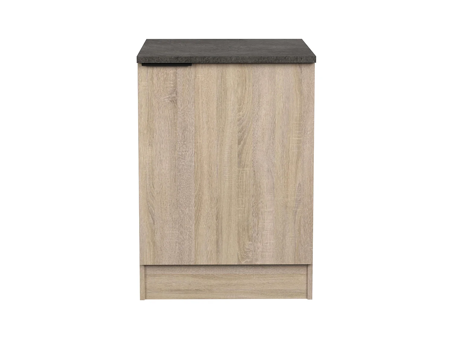 Module de cuisine inférieur Arko avec 1 porte, chêne brut/étagère noire, 60x60 cm