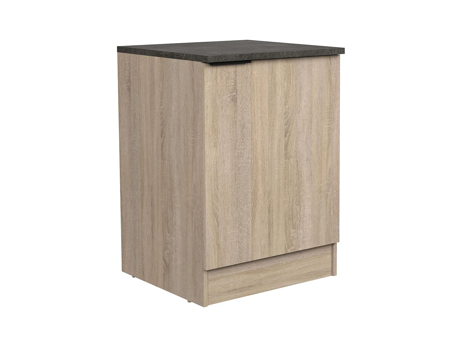 Module de cuisine inférieur Arko avec 1 porte, chêne brut/étagère noire, 60x60 cm