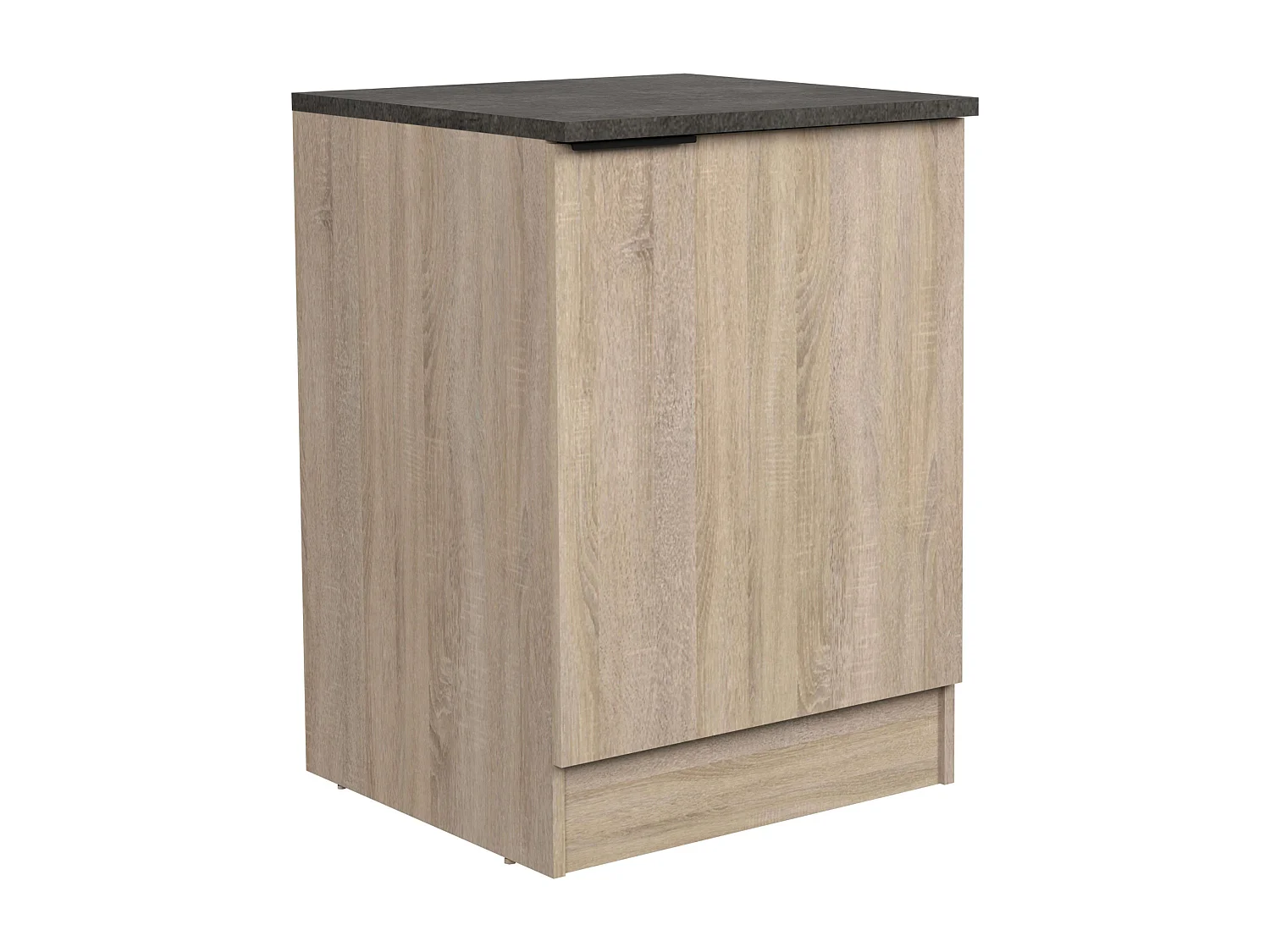 Module de cuisine inférieur Arko avec 1 porte, chêne brut/étagère noire, 60x60 cm