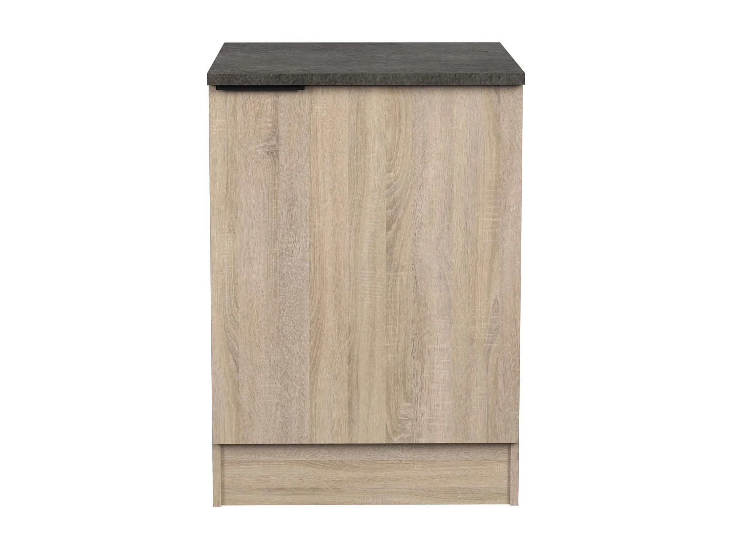 Module de cuisine inférieur Arko avec 1 porte, chêne brut/étagère noire, 60x60 cm