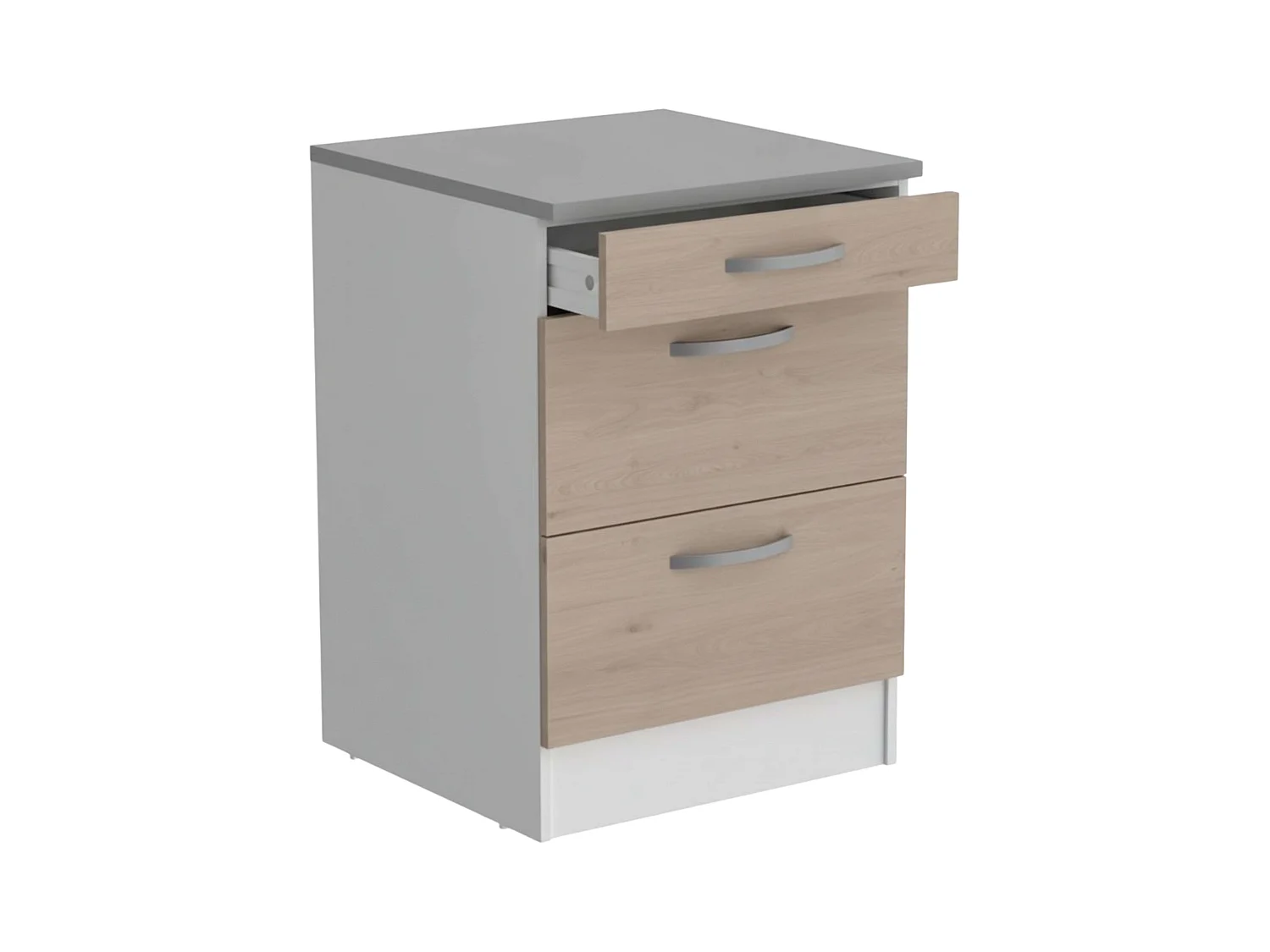 Module de cuisine Eko Inf. 3 tiroirs Blanc et chêne Jackson 60 x 60 cm