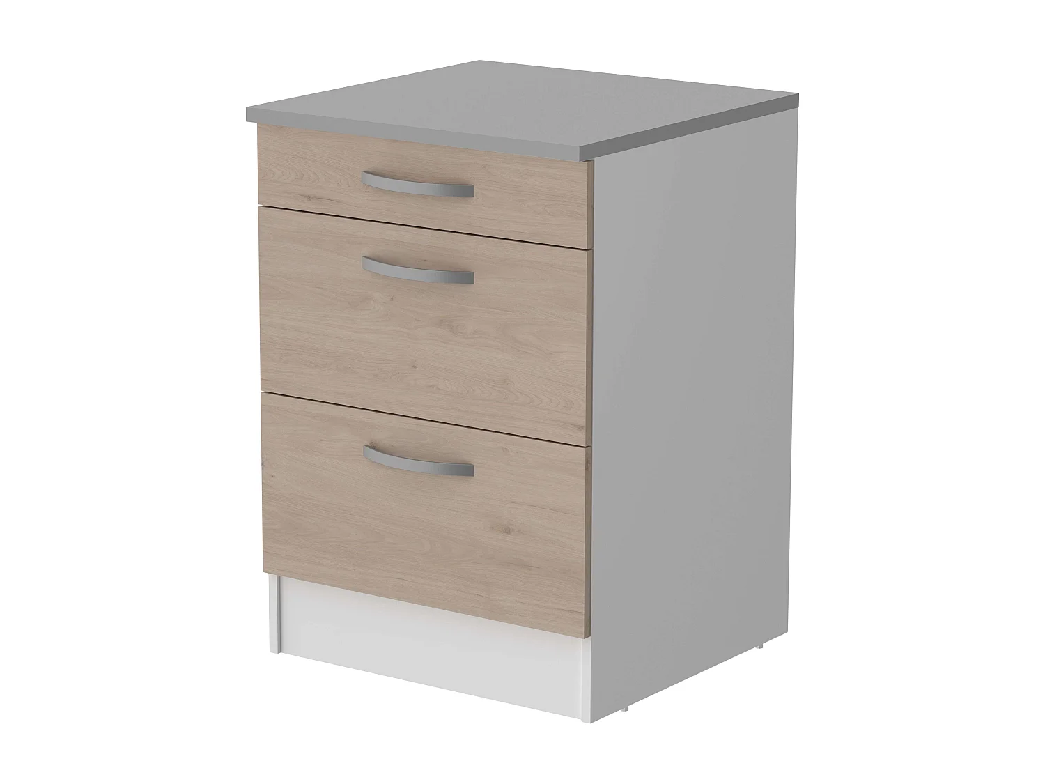 Module de cuisine Eko Inf. 3 tiroirs Blanc et chêne Jackson 60 x 60 cm