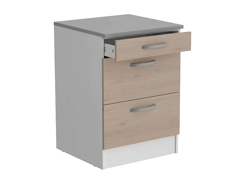 Módulo Cocina Eko Inf. 3 Cajones Blanco y Roble Jackson 60x60cm