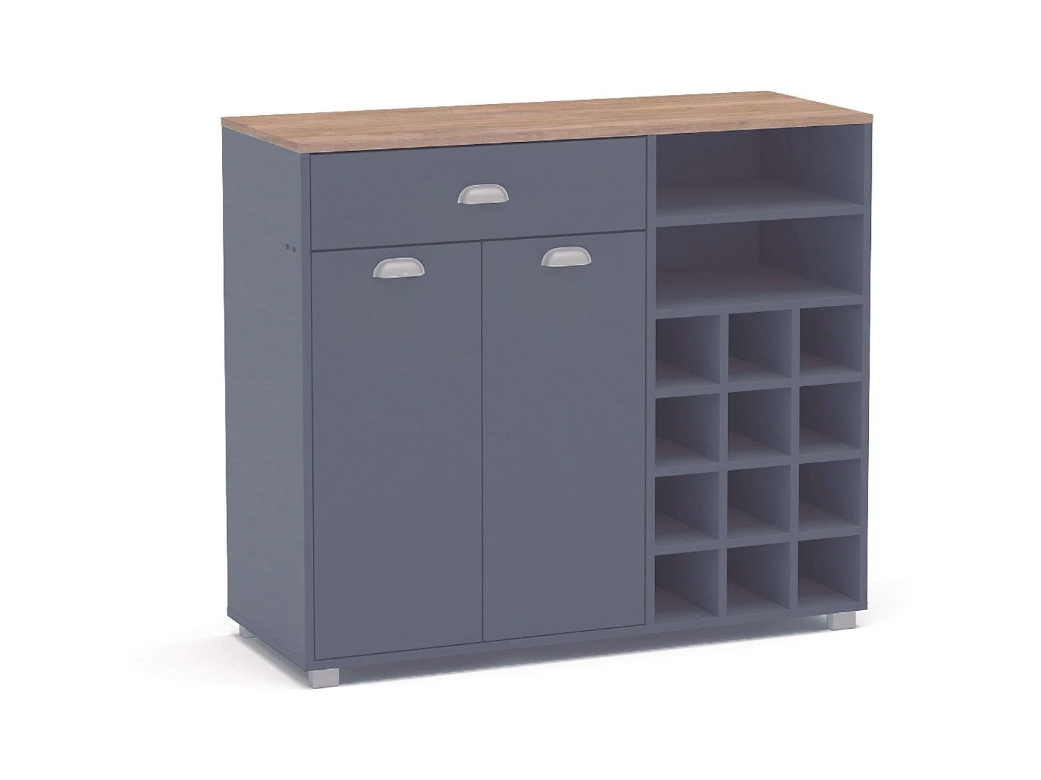 Asfeld Buffet Cocina Botellero Gris Grafito Almacenaje 90x103x40 cm