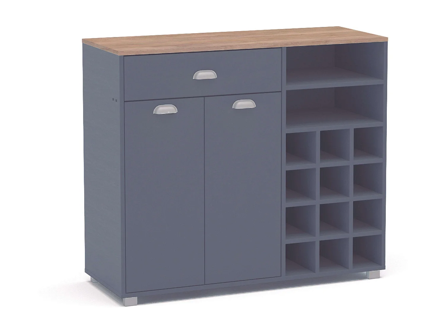 Asfeld Buffet Cocina Botellero Gris Grafito Almacenaje 90x103x40 cm