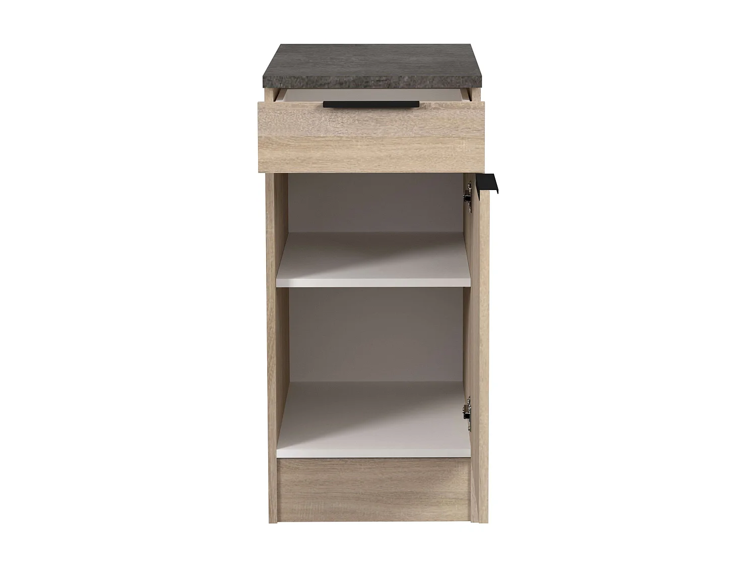 Module de cuisine inférieur Arko 1 tiroir 1 porte chêne brut/noir 40x60 cm