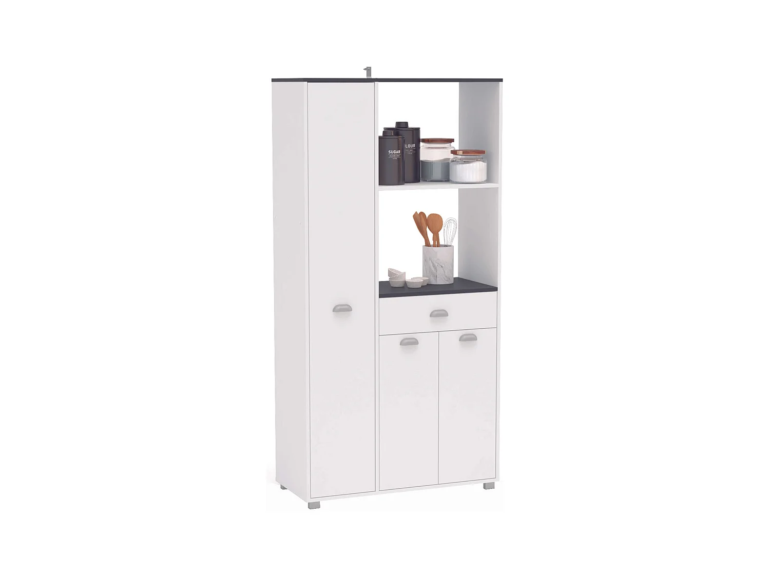 Buffet Asfeld cocina blanco, 2 armarios, 1 cajón, 180x90x40 cm.