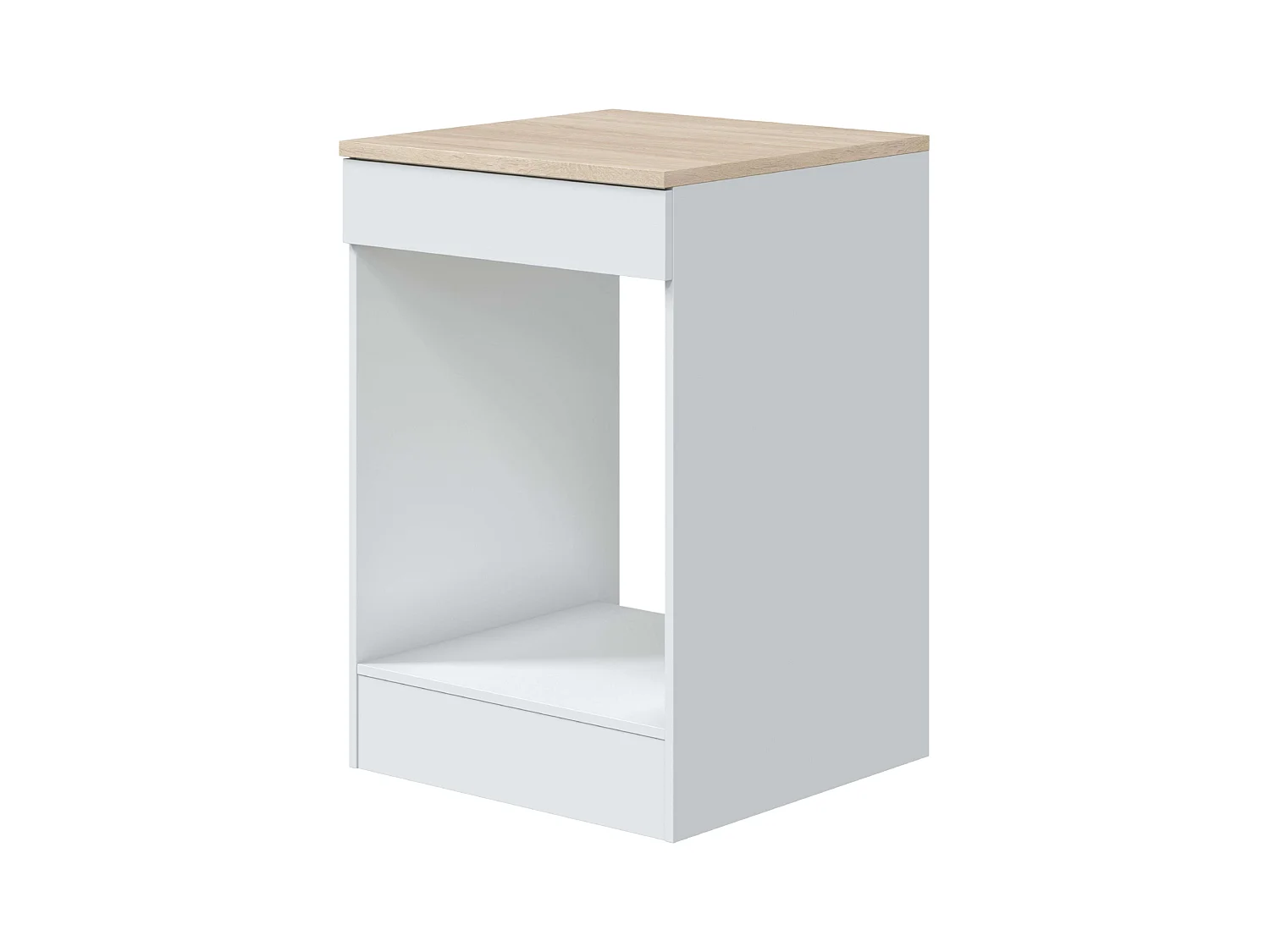 Módulo Cocina Kira, Hueco para Horno, Blanco Brillo/Roble Canadian, 60x90x60 cm