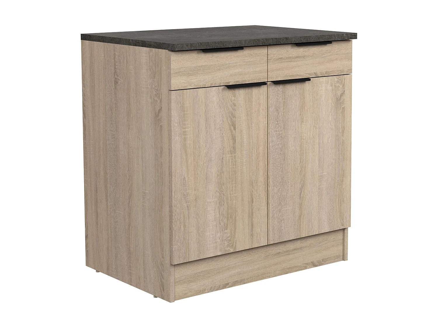 Módulo cocina Arko inf. 1 cajón 2 puertas roble áspero/negro 80x60 cm
