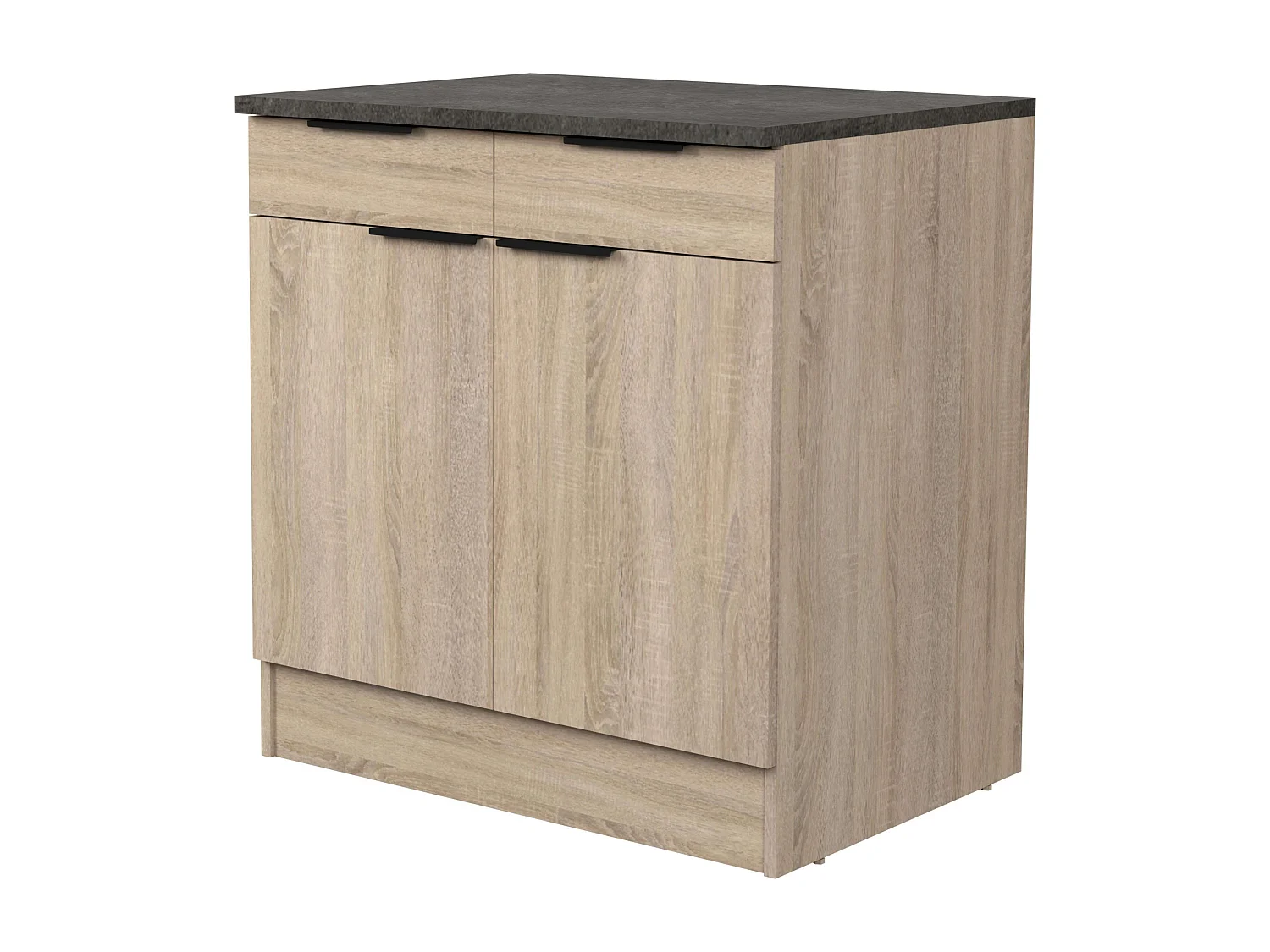 Módulo cocina Arko inf. 1 cajón 2 puertas roble áspero/negro 80x60 cm