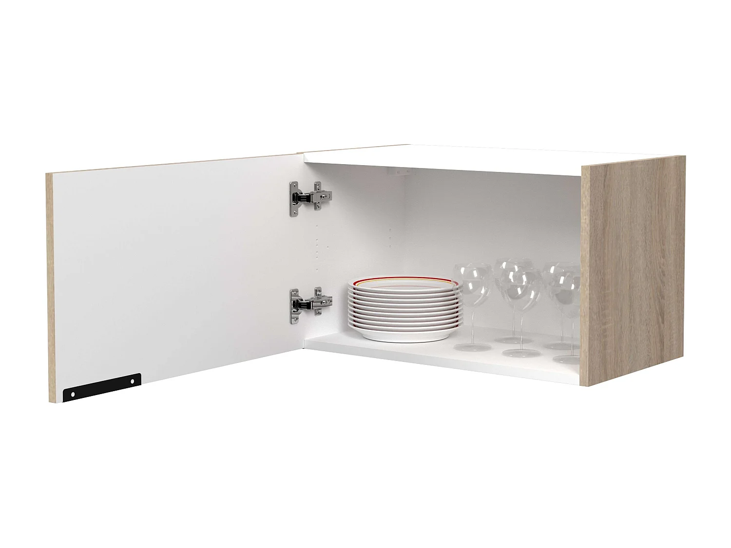 Module de cuisine supérieur Arko avec 2 portes, bois clair/noir, 60 x 35,6 x 35,6 cm