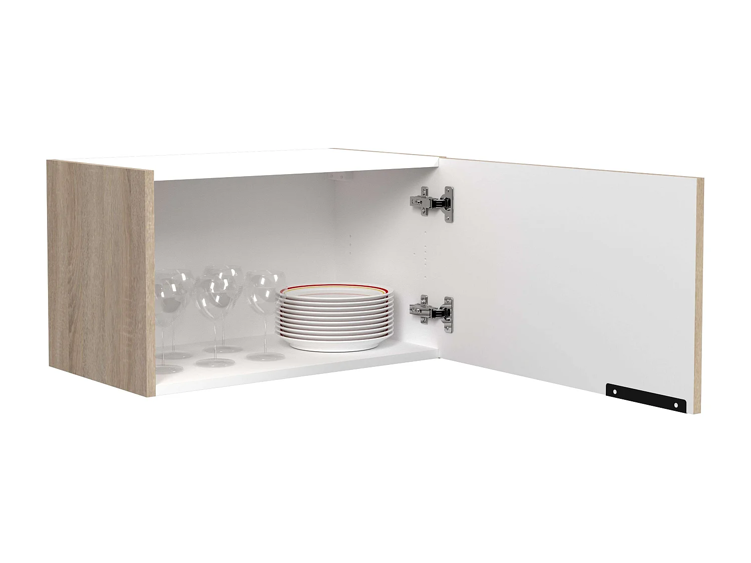 Module de cuisine supérieur Arko avec 2 portes, bois clair/noir, 60 x 35,6 x 35,6 cm