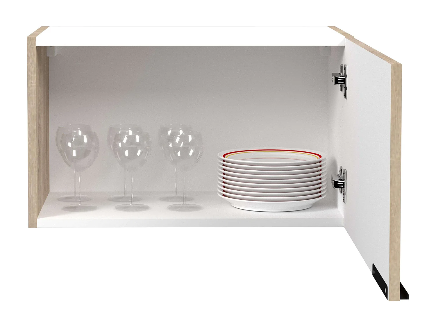 Module de cuisine supérieur Arko avec 2 portes, bois clair/noir, 60 x 35,6 x 35,6 cm