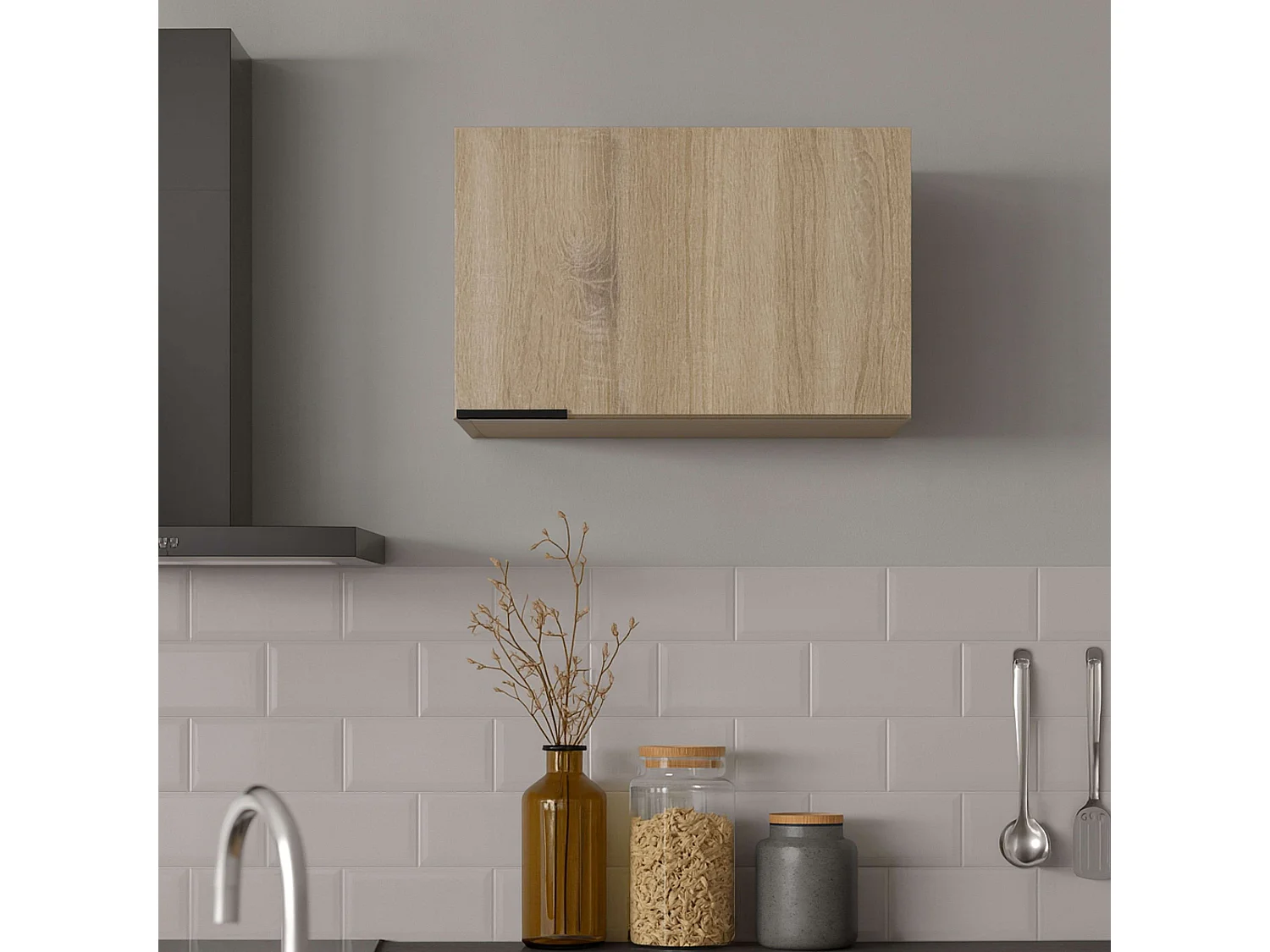 Módulo cocina sup. Arko 2 puertas madera claro/negro 60x35.6x35.6 cm