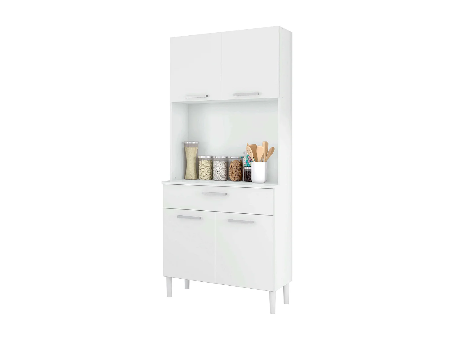Armario Cocina Aparador 4P 1C Blanco 80x180 cm