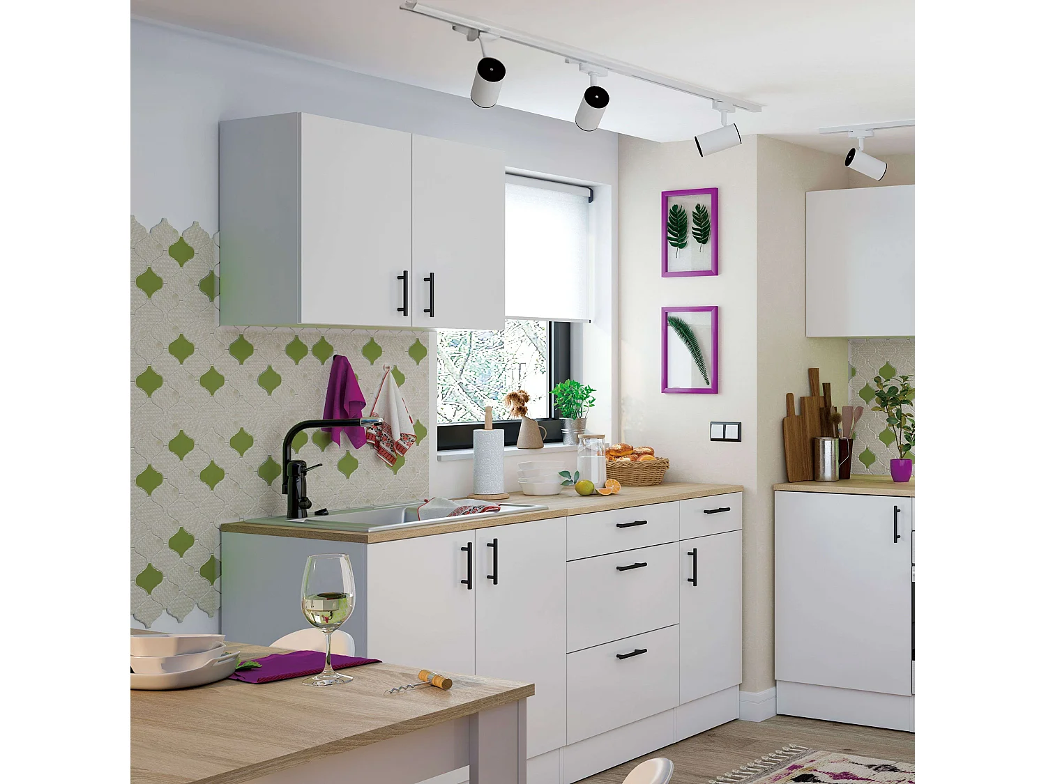 Módulo Cocina Suspendido Kira Blanco Brillo 2 Puertas 80x59x34 cm